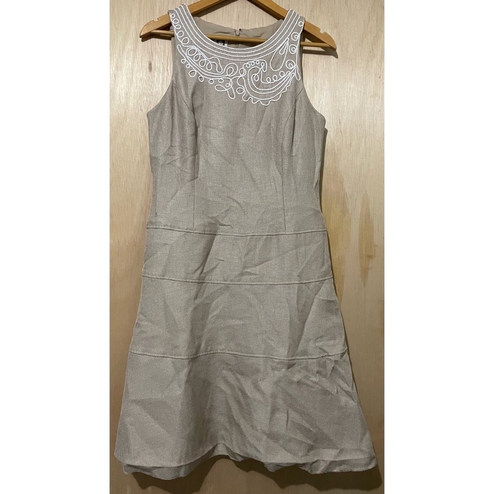 Anne Klein Sleeveless Tan Fit and Flare Casual Knee Above the Knee Dress